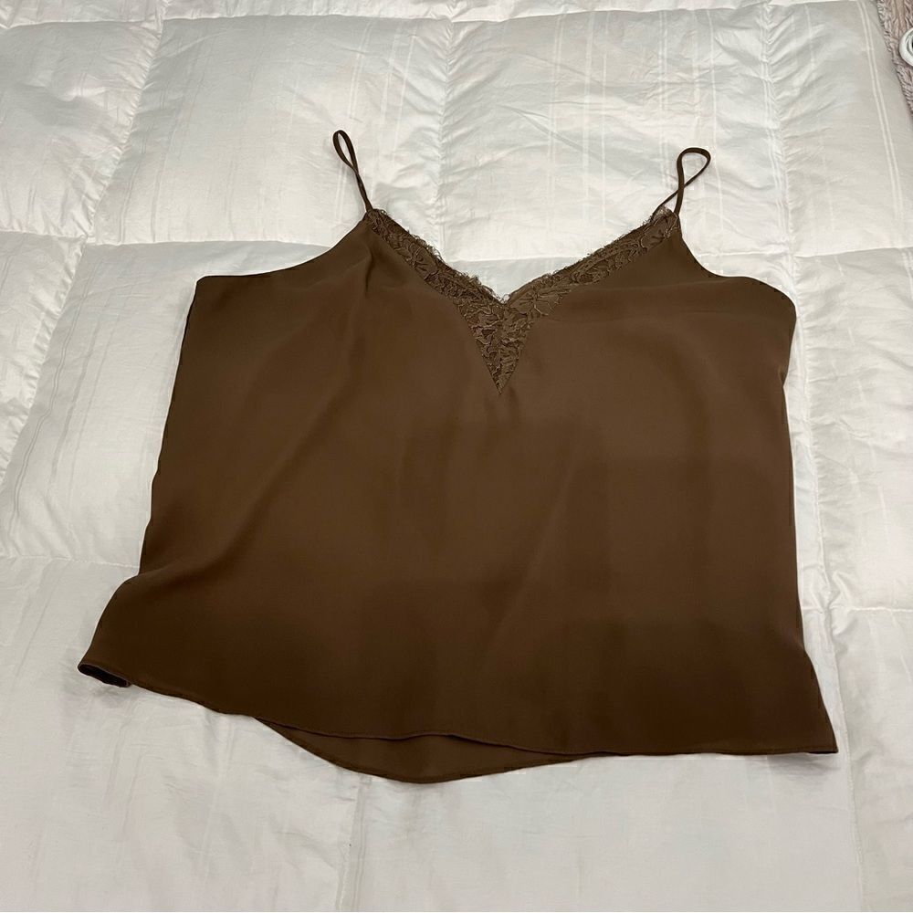 Melrose Market fully lined Chocolate colored camisole with lace trim- NWOT XL